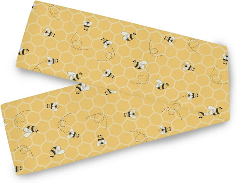 AUUXVA Honeycomb Animal Bee Table Runner 13x90 inch, Rectangle Table Cloth Runner Polyester