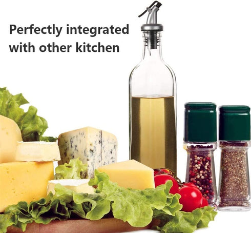 WERTIOO Olive Oil Dispenser Bottle, 2 Pack 17oz Clear Oil and Vinegar Set with Spout, Funnel & Labels