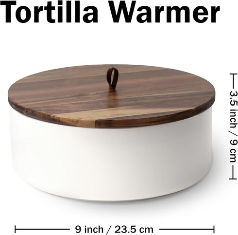 9 Inch, Tortillada - Tortilla Warmer Ceramic with Lid Bread Warmer, Pancake Warmer, Tortilla Holder with Lid