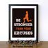 Sports Art Print Set of 4, Inspirational Fitness Quote Wall Art, Motivational Bodybuilding Phrases, Gym Training Decor