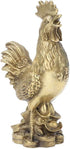 Hilitand Brass Luck Rooster Chicken Statue, Feng Shui Decor for Good Luck and Wealth, 10cm/3.94in
