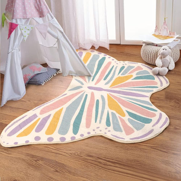 Lukinbox Butterfly Kids Rug for Girls Bedroom, Ultra Soft Play Mat for