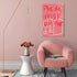 zphvaqd 24 36 Pink Canvas Wall Art Print Wine Pictures Feminist Posters French posterTrendy Teen Girl Funky Home Decor