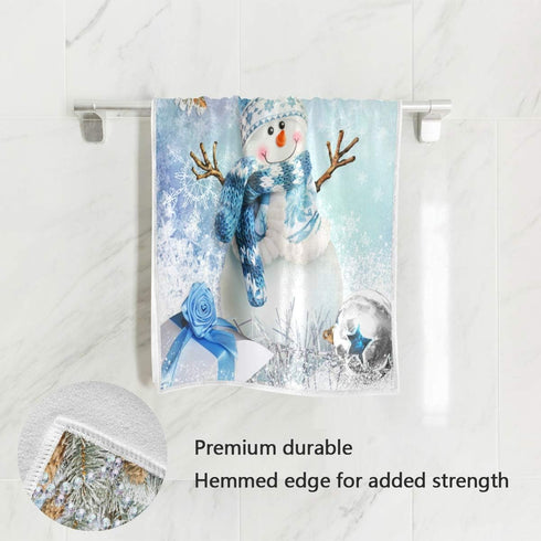 Merry Christmas Snowman Hand Towels, 16x30 in, Ultra Soft Absorbent Winter Bath Towel, Kitchen Dish Guest Towel