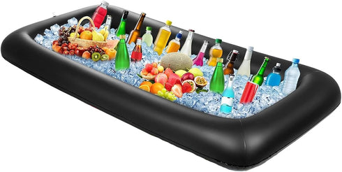 Ice Buffet Serving Tray Drink Cooler with Drain Plug, Inflatable Ice Serving Buffet Bar for Parties Food 52 x 24 x 5''