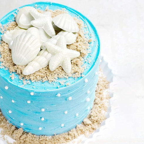 4 PCS Marine Theme Cake Fondant Silicone Mold, Seashell Conch Starfish Baking Molds for Cake Decoration
