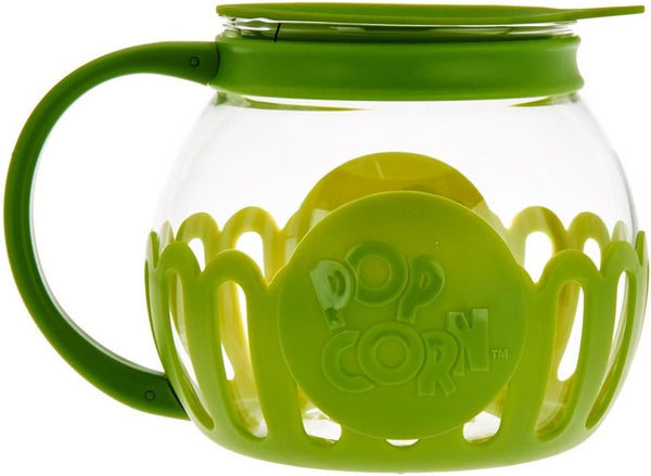 Ecolution Micro-Pop Microwave Popcorn Popper 1.5 QT - Temperature Safe Glass w/Multi Purpose Lid, Snack Size, Green by Ecolution