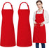 2 Pack 100% Cotton Adjustable Bib Aprons with 2 Pockets for Cooking, Chef Kitchen Apron for Women Men, Red