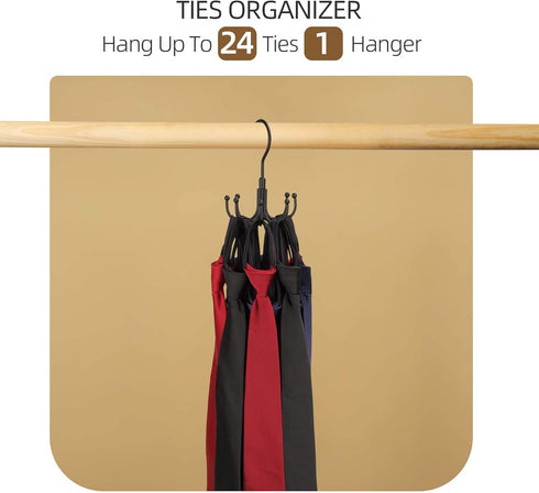 ZEDODIER 4 Pack Rotatable Belt Hanger, Closet Accessories Organizer with Maximum 24 Storage Capacity, Black