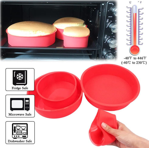 Silicone Mould for Baking Round Cake Pans Set of 4, Nonstick Layer Cakes Chocolate Rainbow for Birthday Wedding Party 4