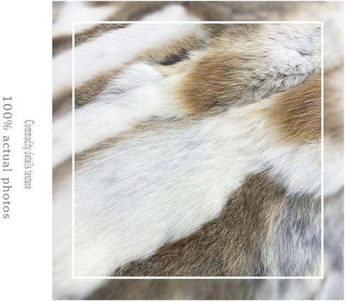 Natural Handcrafted Rabbit Fur Throw Pillow Covers - Soft Plush Real Fur Pillow Case for Home Living Room 18 x 18