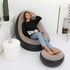 iayokocc Inflatable Lounge Chair for Adults, Folding Portable Lazy Sofa with Foot Stool Lazy Flocking Recliner Chair