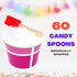 Pack of 60 4" Candy Spoons (20 Grape, 20 Green Apple 20 Cherry) - Perfect for Snow Cones, Ice Cream, Birthday Parties, Desserts