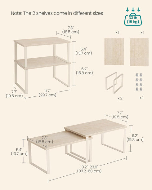 Set 2 Counter UKCS020L01 SONGMICS Cabinet Organizer Shelf, of Kitchen Shelves, Kitchen Storage, Spice Rack, Stackable