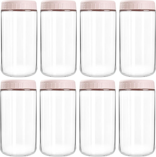 SHOWIN Overnight Oats Containers with Lids, 24oz Glass Jars with Lids 8