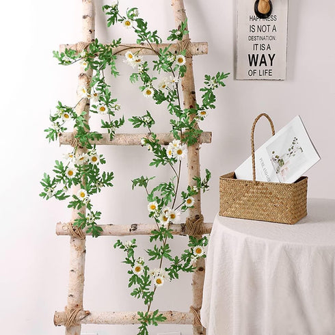 SOMYTING Artificial Daisy Garland, Decorative Fake Flower Vine, 5.6Ft Silk Flower Greenery for Home Garden Wedding Arch