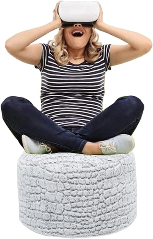 20x20x12 Inches Asuprui Pouf Ottoman Unstuffed Floor Poof Seat Pouf Ottoman Foot Rest Soft Foot Stool Fuzzy Chair Floor