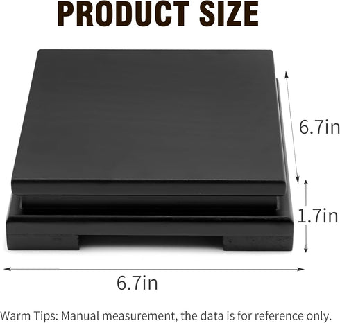 MDEOOSKY 6.7" 6.7" 1.7" Wooden Display Stand Square Wood Display Base Display Risers Square Vase Riser Teapot Aquarium
