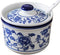 Retro Ceramic Blue and White Sugar Bowl, Seasoning Pot Storage Jar with Lid