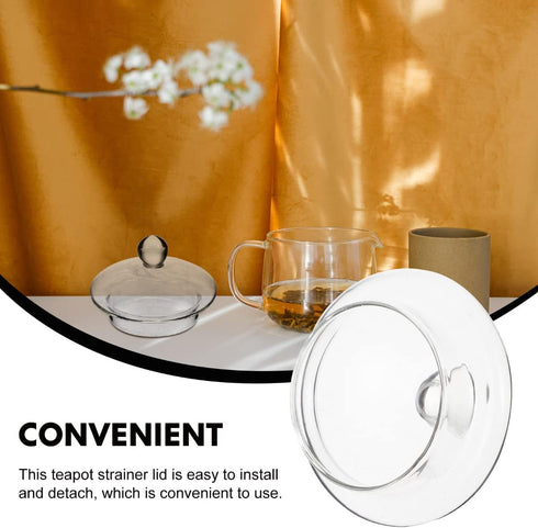 2-Pack Glass Teapot Replacement Lid, Clear Teapot Accessories with Strainer Cover for Home Kitchen Teapots