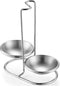304 Stainless Steel Double Ladles Holder - Vertical Spoon Rest Cooking Utensils Stand with 4 Inch Bowls