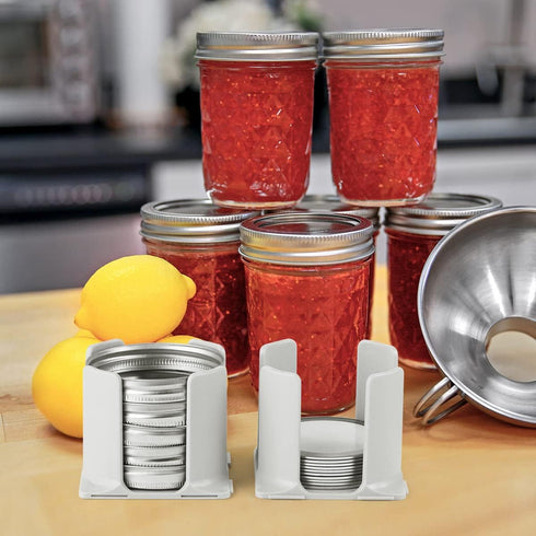 AIEVE 4 Pack Mason Jar Lid Organizer, Canning Lid Storage Rack for Wide & Regular Mouth Lids and Rings