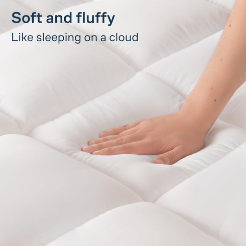 Niagara Cotton King Mattress Topper, Pillow Top Quilted Fitted Cooling Cover for Back Pain, Fits 20 Inches