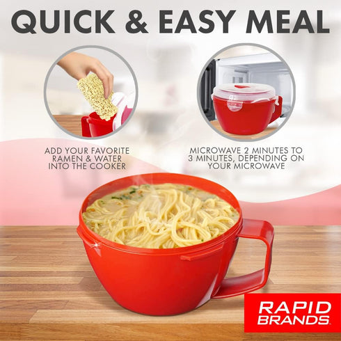 Rapid Plastic Noodle/Soup Bowl, Microwave Safe for Soup & Noodles, Perfect for Dorm, Small Kitchen, or Office
