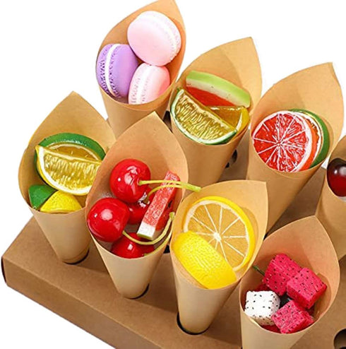 30 Pcs Kraft Paper Confetti Cones, 17x17cm Wedding Confetti Cones