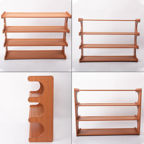 Eloplzxe 4 Closet,Small Closet 26.777.4819.3inch Shoe Rack,Small Tier Shoe Organizer Storage Shelf,Bamboo Narrow Shoe