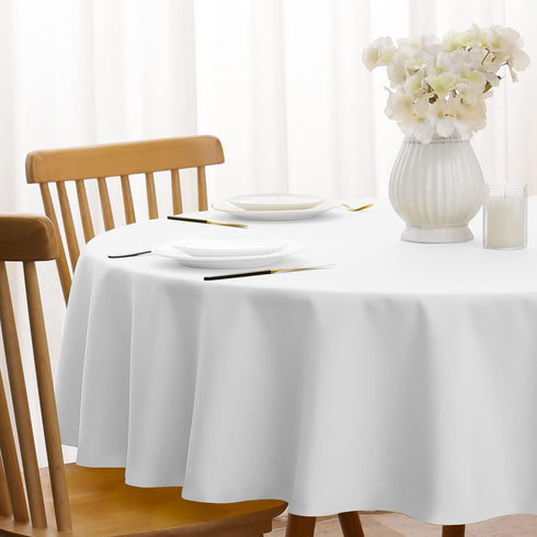 Softalker Round Tablecloth, Waterproof & Stain Resistant, Wrinkle Free Fabric Washable Polyester Table Cover for