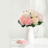SnailGarden 12 Head Artificial Peony Flowers, 3 Colors, Silk Peony Pink with Satin Ribbon and Greeting Card