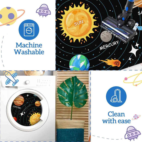 3x5 Kids Carpet Outer Space Rug, Solar System Mat FT, Fun Game Boy Girl Kids Rug Carpet for Children Bedroom, Space