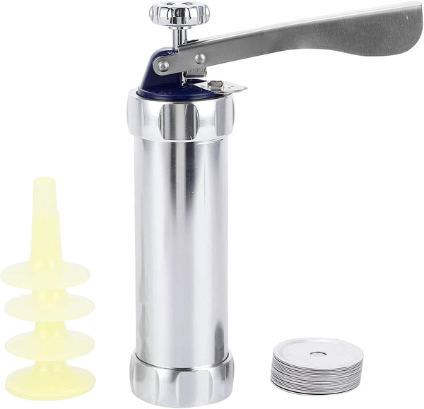 Topyond Cookie Press with 24 Nozzles, Adjustable Biscuit Maker Machine, Cookie Gun for Baking Cakes, 20 Discs