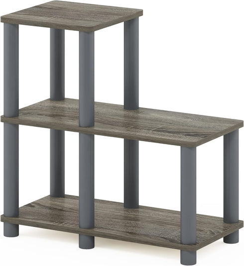 Furinno TURN-N-TUBE Storage Shelves, 2-Tier Ladder Shape Book Shelf with Open Frame