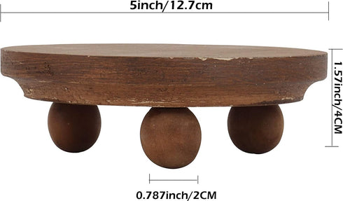 5"Round (Set 2, Defined Deco Mini Wood Risers for Display, Small Rustic Pedestal Display Stand of Wood)