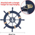 MDLUU Wooden Nautical Ship Steering Wheel, 11" Navy Blue Helm Wheel, Small Ship Rudder and Anchor Wall Decor Set