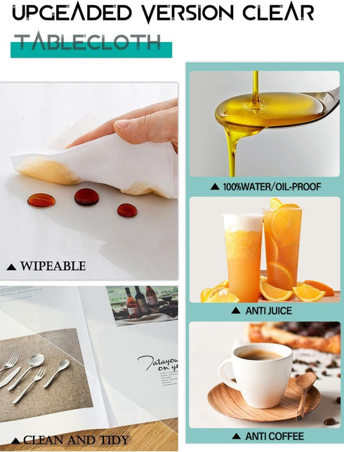 WingCanto 1.5mm 12x54 Inch Thick Multisize Clear PVC Table Cover Protector Rectangle Plastic Table Cover Pad Mat Table