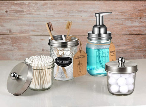 Amolliar Mason Jar Foaming Soap Dispenser Pump Lids, Rustproof Stainless Steel for Regular Mouth Mason Jar, 2Pack