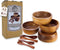 Set of 4 Small Round Acacia Wooden Bowls, 2¾ Inch with Spoons - Stackable Mixing Bowl Set