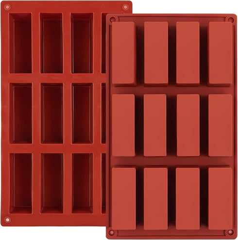 JOERSH 2pcs Granola Bar Mold, Rectangle Silicone Candy Molds for Baking Energy Bars, 12-Cavity Butter Mould