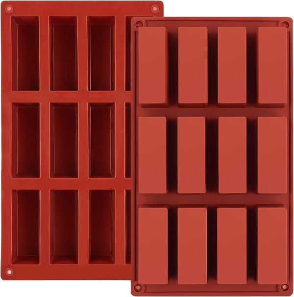 JOERSH 2pcs Granola Bar Mold, Rectangle Silicone Candy Molds for Baking Energy Bars, 12-Cavity Butter Mould