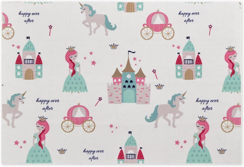 3X5 SLEEP ZONE Kids Rugs for Playroom, Area Rugs for Girls Bedroom Princess Castle, Washable Nursery Carpet, Non Slip