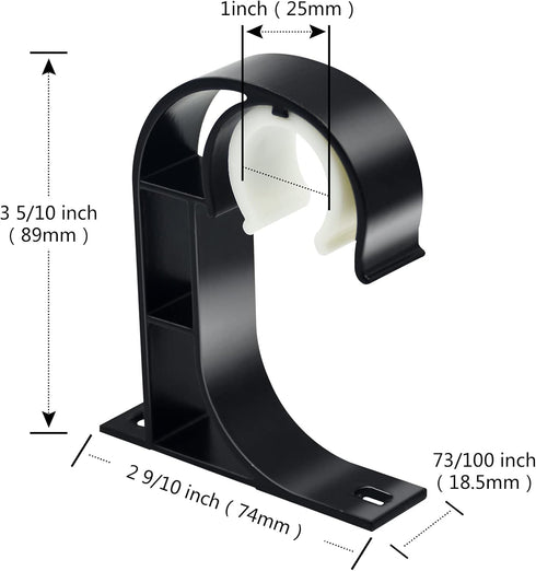 TOKPLNU Ceiling Curtain Rod Bracket, 4 Pack Heavy Duty Holders, Aluminum Alloy, Black Ceiling Hooks for 1 Inch Rods