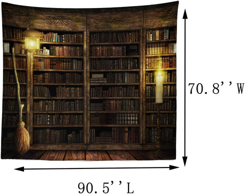 Kanora Vintage Bookshelf Tapestry Wall Hanging - Study Room Picture Art Tapestry Retro Bookshelf Wall Art Library