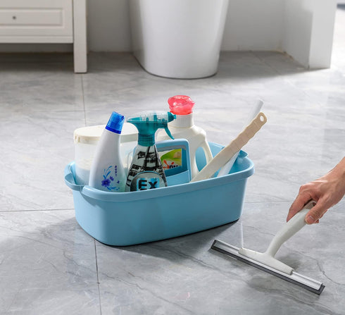 ALINK Large Plastic Shower Caddy Tote, Portable Storage Organizer with Handle for Dorm, Bathroom, Kitchen, Blue