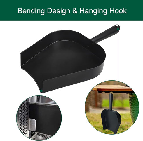 Set BBQ Ash Removal Tool for Big Green Egg Accessories, Kamado Grill Cleaning Tools Include Ash Rake and Ash Pan