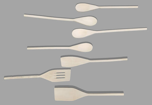 7 Piece Organic Wood Utensil Set, Eco-friendly Spatula and Spoons, Safe Kitchen Cooking Tools