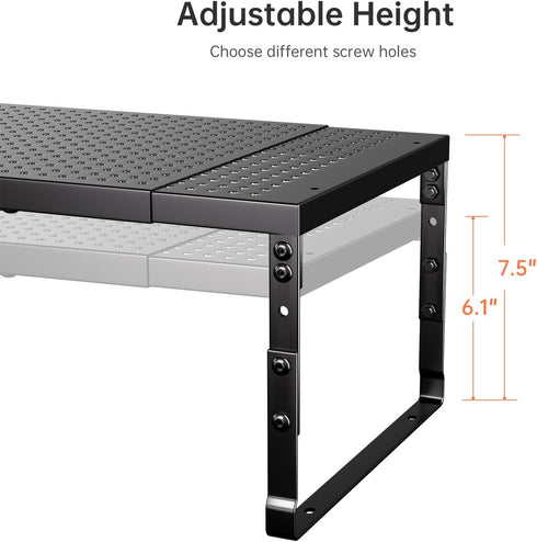 Countertop, (1Pack/Black,Large) Expandable Adjustable Cabinet Shelf Organizer - Stackable Metal Spice Rack for Kitchen