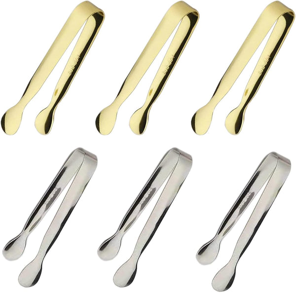 6PCS Mini Ice Tongs, 4.25 Inch Sugar Tongs for Serving Food, Kitchen Tongs for Appetizers, Tea Party, Coffee Bar